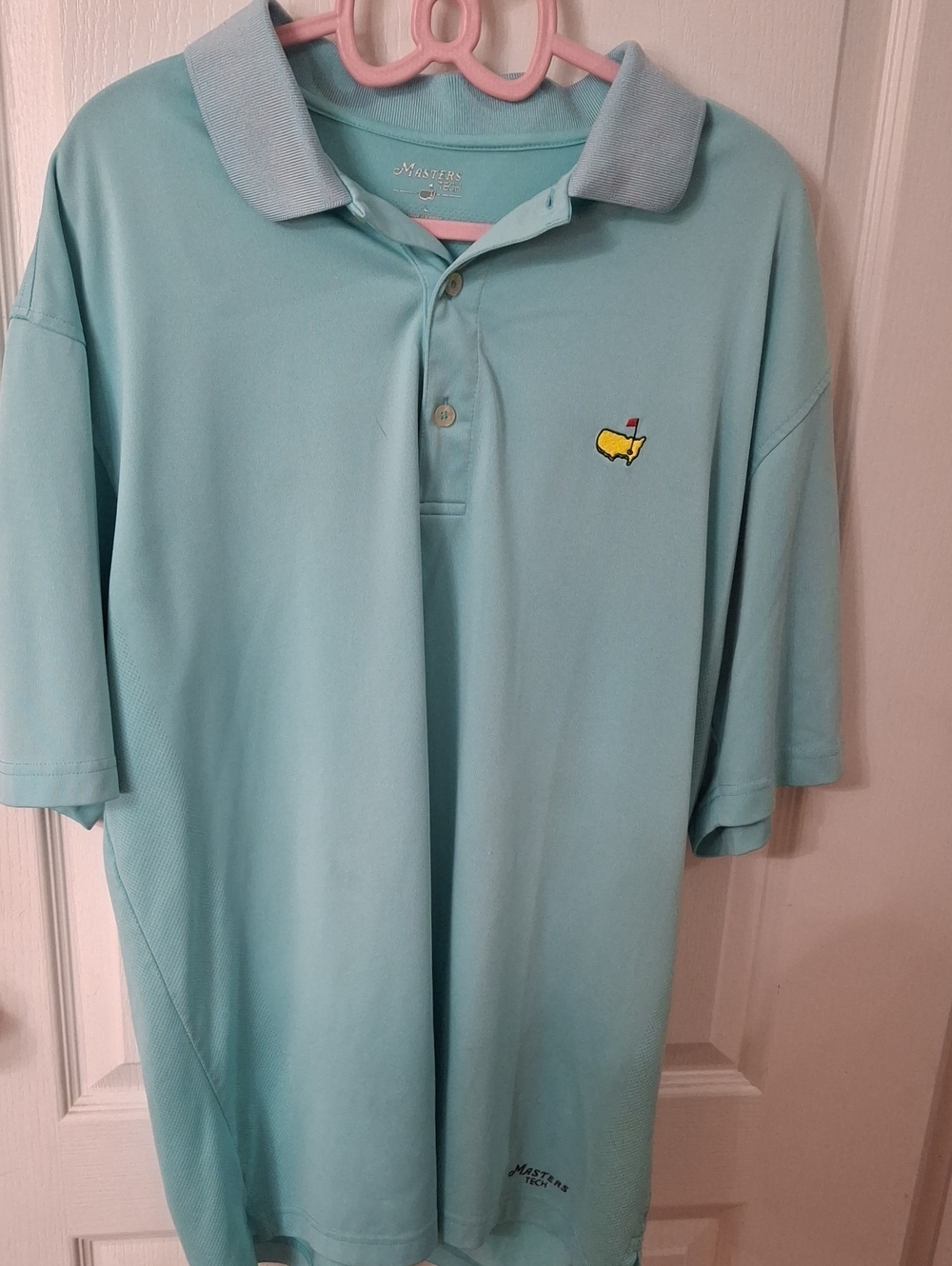 Masters Aqua Polo Shirt with Yellow Embroidered Logo Size L